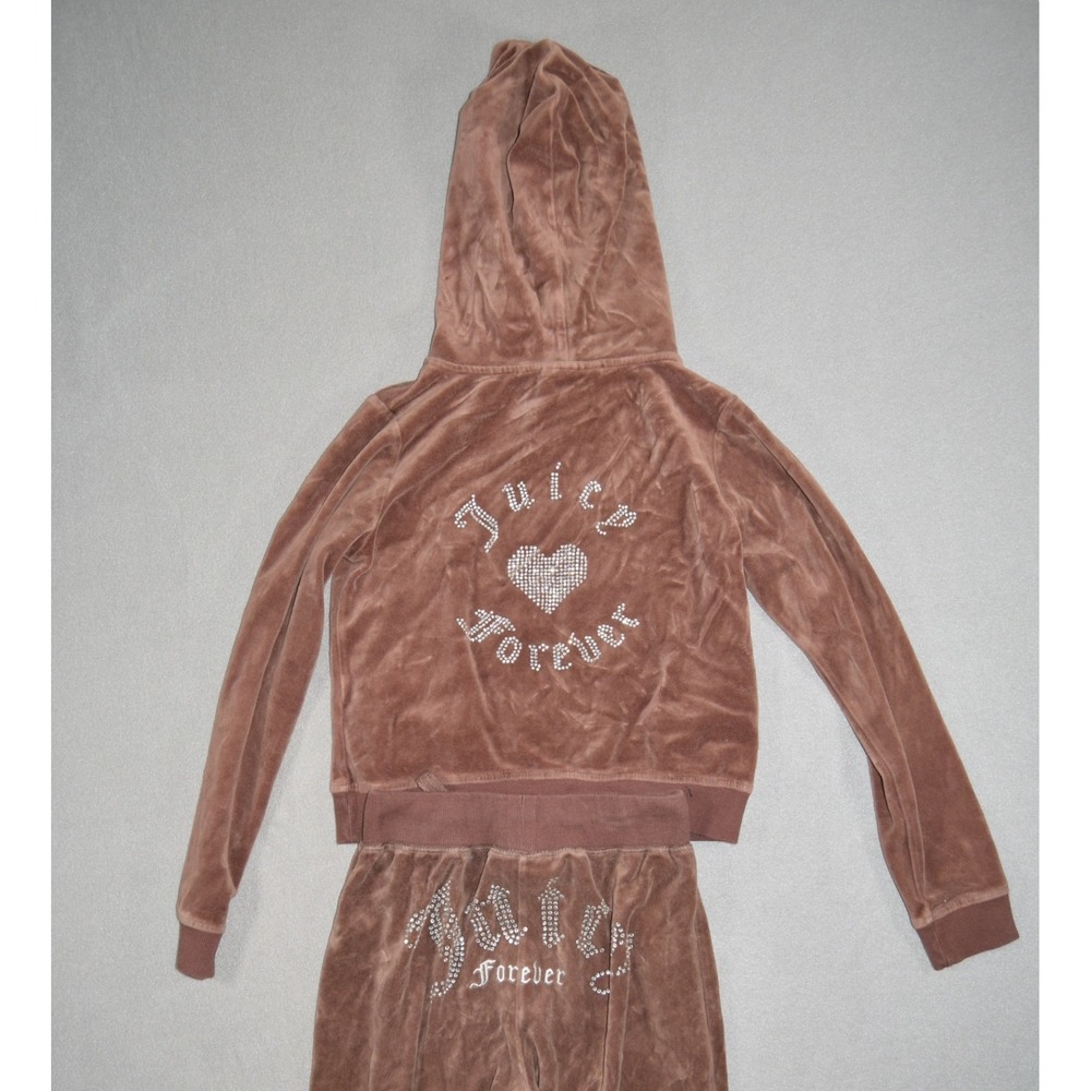 Juicy Couture Forever 21 Track Suit Womens Small Brown Velour Rhinestone Set Y2k